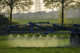 Crop protection products are sprayed on a field near Grevenbroich, Germany, Europe