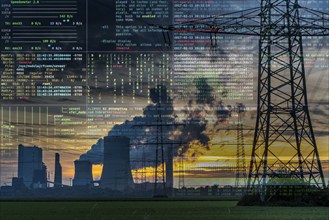 Symbolic image Critical infrastructure, blackout risk, cyberterrorism, lignite-fired power plant,