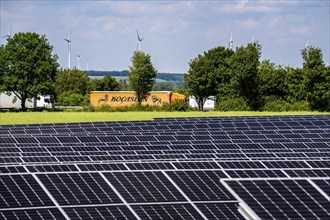 Photovoltaic system on the A44 motorway, north of Marsberg, Hochsauerlandkreis, North