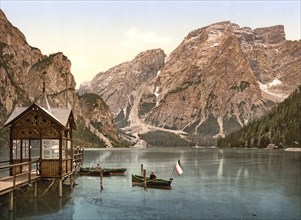 Pragser Wildsee, formerly Austria-Hungary, today South Tyrol, Italy, Historical, digitally restored