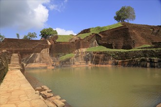 Bathing pool in rock palace fortress on rock summit, Sigiriya, Central Province, Sri Lanka, Asia