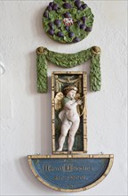 Painted plaster angels in village parish church of Saint Michael, Wilsford cum Lake, Wiltshire,