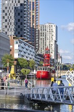 The Maritime Museum, outdoor area in the Leuvehaven, in Rotterdam, many old ships, boats, exhibits