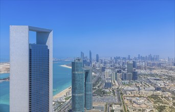 UAE, United Arab Emirates, Abu Dhabi downtown panorama and financial center skyline, Asia