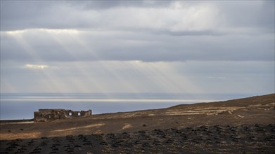 Sunbeams through clouds, sea, Lanzarote, Canary Islands, Spain, Europe