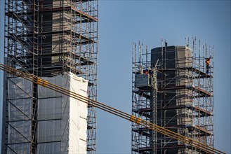 New construction of the motorway bridge Neuenkamp of the A40, over the Rhine near Duisburg,