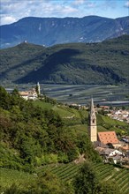 The village of Tramin on the wine route, in South Tyrol, wine-growing region of Gewürztraminer,