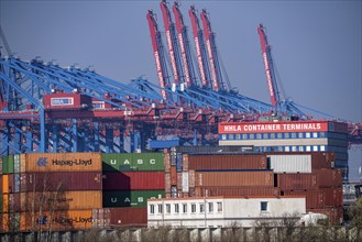 Port of Hamburg, Waltershofer Hafen, HHLA Container Terminal Burchardkai, Hamburg, Germany, Europe