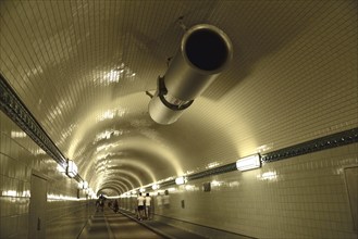 Europe, Germany, Hamburg, City, Harbour, Old Elbe Tunnel under the Elbe, restored east tunnel,