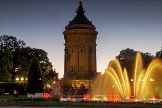 Mannheim water tower in the evening