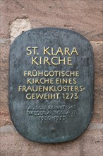 Information sign at St Clare's Church, Königstraße 66, Nuremberg, Middle Franconia, Bavaria,