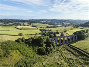 Cannington Viaduct from a drone, Uplyme, Lyme Regis, Dorset, Devon, England, United Kingdom, Europe