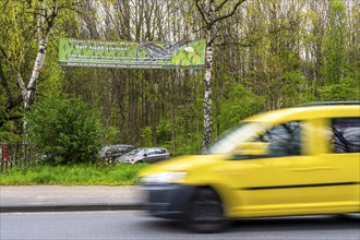 Protest poster, the Sterkrader Wald in Oberhausen, at the Oberhausen motorway junction, where the