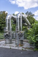 New STEAG district heating pipeline in Essen, over the railway tracks of the S6 line in Essen-Süd,