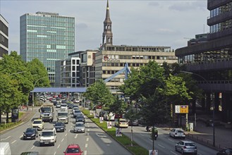 Europe, Germany, Hamburg, Altstadt, Willy-Brandt-Str., View to the shipping company Hamburg Süd and