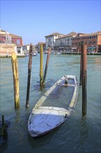 Half-sunken boat, Murano, Venice, Metropolitan City of Venice, Italy, Europe