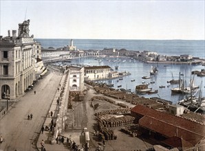 The Harbour and the Admiralty, Algiers, Algeria, ca 1890, Historical, digitally restored