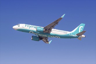 An Airbus A320neo aircraft of flynas with the registration number HZ-NS53 at the airport in Dubai,