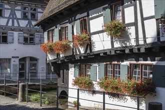 The leaning house, historic half-timbered house, sight in the fishermen's quarter and old town of