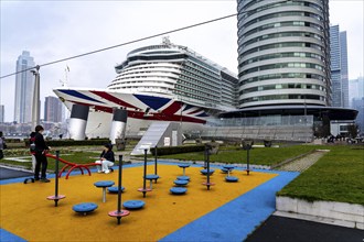 Cruise ship Iona of the British shipping company P&O Cruises, moored at the pier of Cruise Terminal