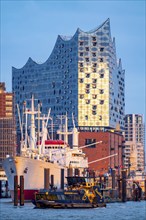 Port of Hamburg, museum ship Cap San Diego at the St. Pauli Landungsbrücken, Elbe Philharmonic