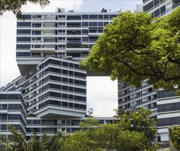 Modern geometric buildings on the streets of Singapore