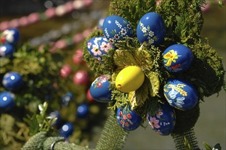 Easter custom, Easter fountain in Franconian Switzerland, detail, here in Bieberbach, district of