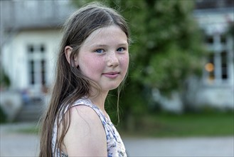 Portrait of a girl. 10 years old, with freckles, Mecklenburg-Vorpommern, Germany, Europe