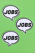 Jobs job as a symbol for work job search in speech bubbles communication business concept talk