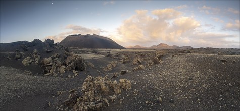 El Cuervo volcano at sunrise, Lanzarote, Canary Islands, Spain, Europe