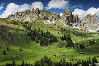 Huts on the Gardena Pass, Passo Gardena, Puez-Geisler nature park Park, Dolomites, Selva di Val