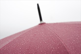 Red Wet Umbrella with Water Drops in Switzerland