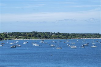 Yachts and boats on Studland Bay, Jurassic Coast, Dorset Coast, Poole, England, United Kingdom,