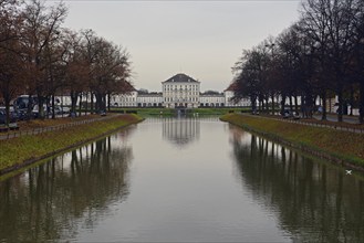 Europe, Germany, Bavaria, Munich, Nymphenburg Palace, Palace Canal and Palace in Autumn, Europe