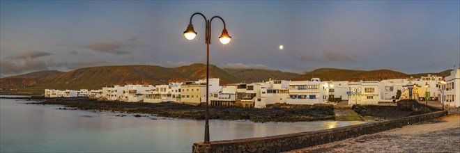 Full moon over Arrieta, Lanzarote, Canary Islands, Spain, Europe