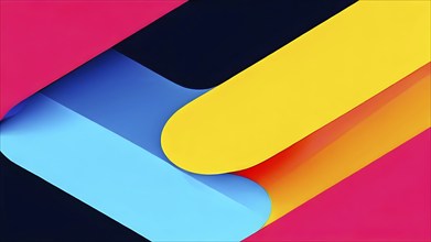 Minimalist illustration featuring abstract shapes in neon colors to convey fun and ease, AI