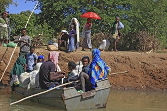 Ahamra region, at the boat landing stage to the waterfalls of the Blue Nile, in the highlands of