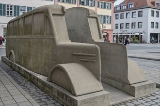 The concrete bus in Erlangen commemorates the Nazi murders during the Nazi era, temporary memorial