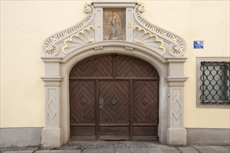 Entrance portal of the Old Dechantei of the Old Chapel with relief of the Virgin and Child, late