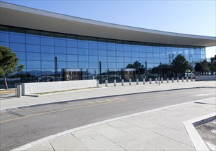 Modern architecture of airport terminal building Gibraltar international airport, British