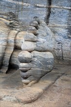 Feet of reclining Buddha, Gal Viharaya, UNESCO World Heritage Site, the ancient city of