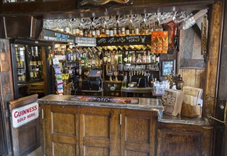 Inside traditional pub interior of Haunch of Venison public house, Salisbury, Wiltshire, England,