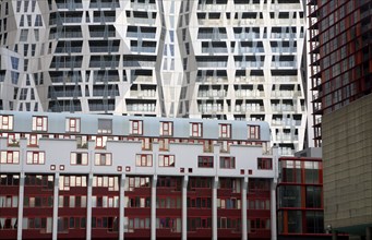 Modern architecture of the Calypso mixed use urban development project Rotterdam, Netherlands