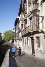 Historic buildings on Carrera del Darro by the Rio Darro river, Granada, Spain, Europe