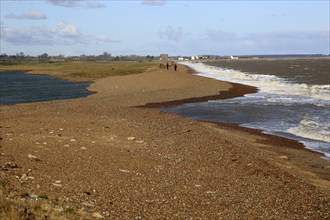 Waves on the coast in Hollesley Bay, East Lane, Bawdsey, Suffolk, England, UK