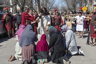 Detroit, Michigan, The Stations of the Cross are portrayed, in Spanish, on Good Friday at the