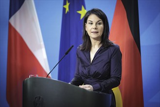 Annalena Bärbock, Federal Foreign Minister, photographed at a press conference after the joint