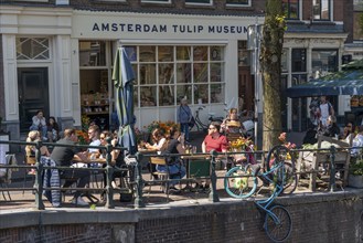 Café on a canal, Amsterdam Tulip Museum, Netherlands