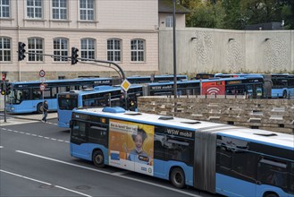 Wuppertal, central bus station, at the main railway station, 5 platforms with 18 stops for WSW