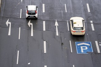 City centre road, 5 lanes at a traffic light junction, for different directions of travel, North